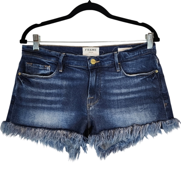 Frame Denim Le CutOff Micro Shred Shorts Fray Fringe Hem Bohemian Denim Short 28 - Picture 2 of 11